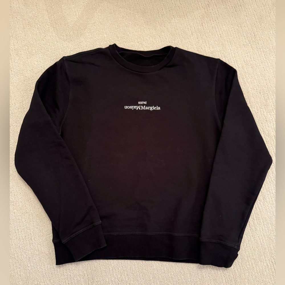 Maison Margiela Men’s Black Logo Sweatshirt Size 48/Medium